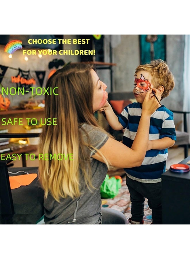 Face Painting Kit for Kids Adults, Rainbow Split Cake Face Paint, Water Activated Facepaint Makeup Kit, One Stroke Non Toxic Rainbow Face Body Paint Set - Image 4